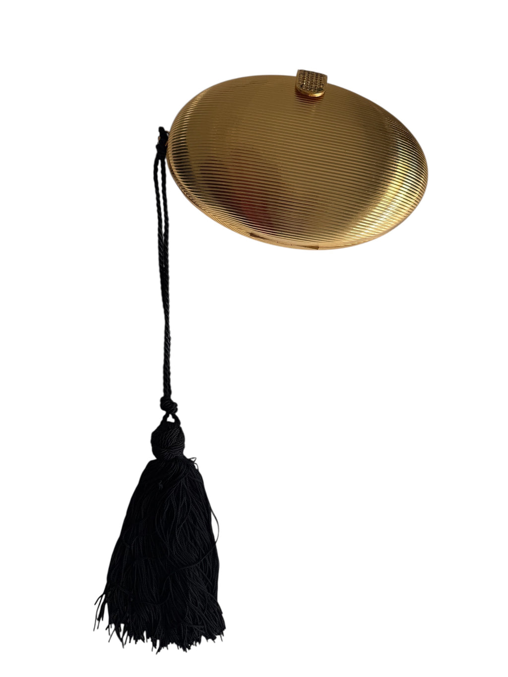 Gold egg shape metal clutch vintage with tassel