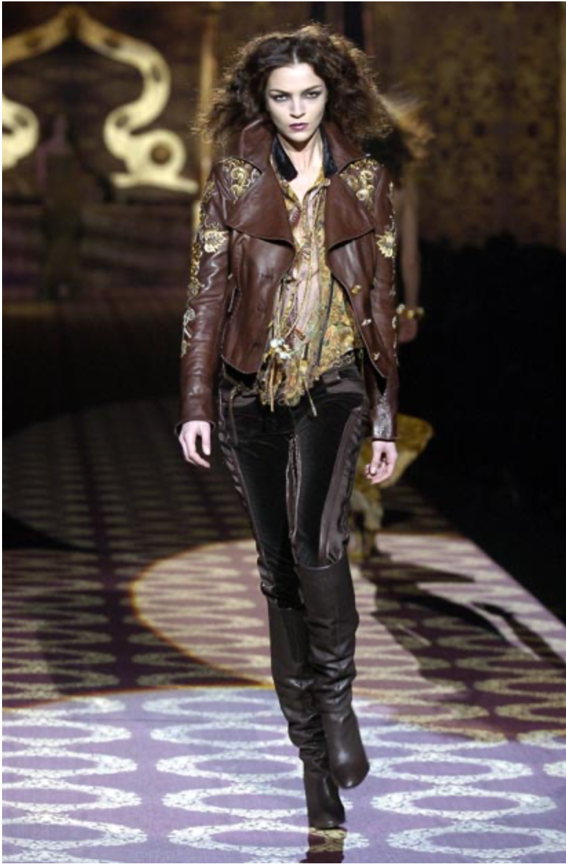 Roberto Cavalli Rare Roberto Cavalli Runway FW 2004 brown leather jacket Jacket Emilia Archive Vintage