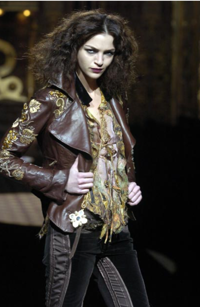 Roberto Cavalli Rare Roberto Cavalli Runway FW 2004 brown leather jacket Jacket Emilia Archive Vintage