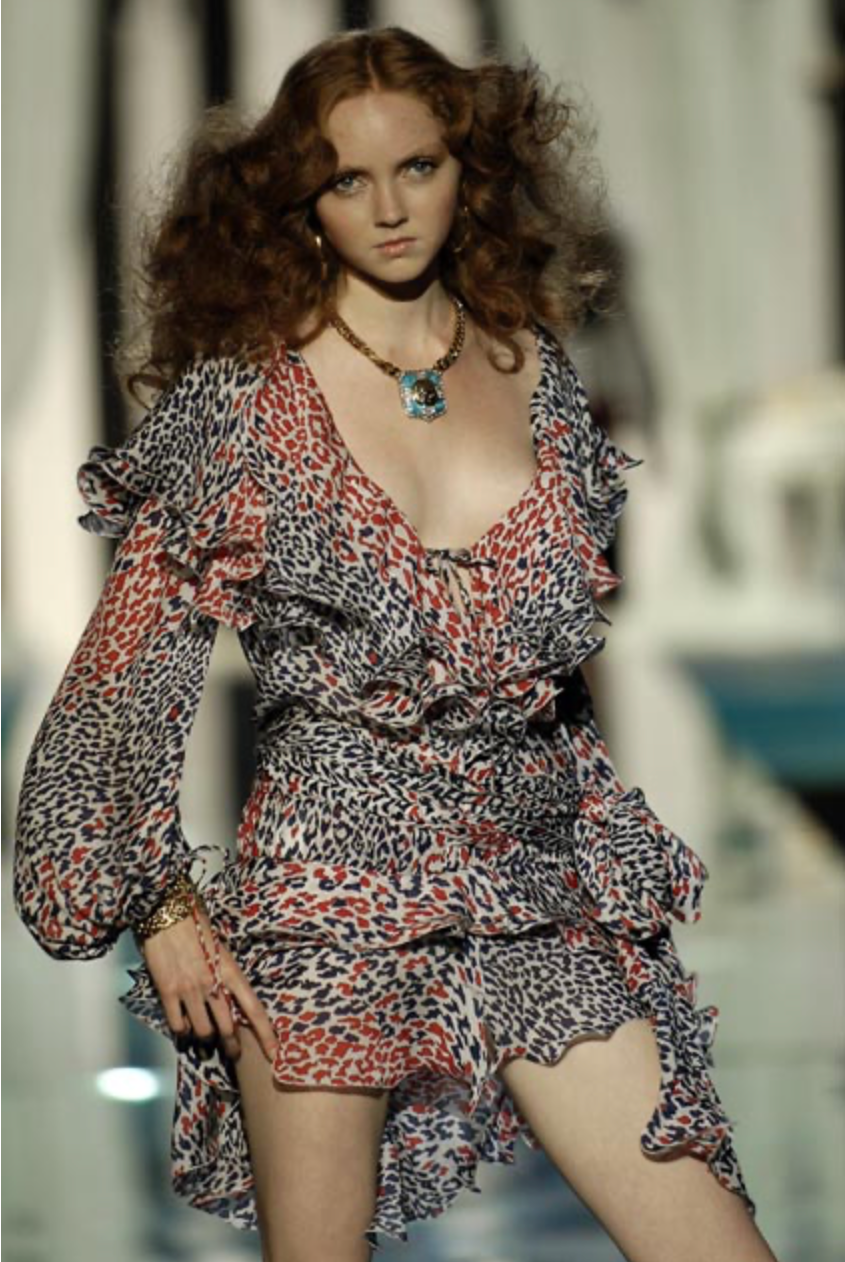 Roberto Cavalli SS 2006 orange brown mini dress