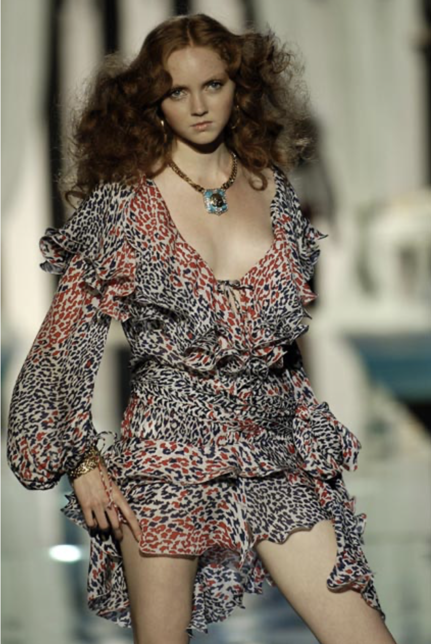 Roberto Cavalli SS 2006 orange brown mini dress