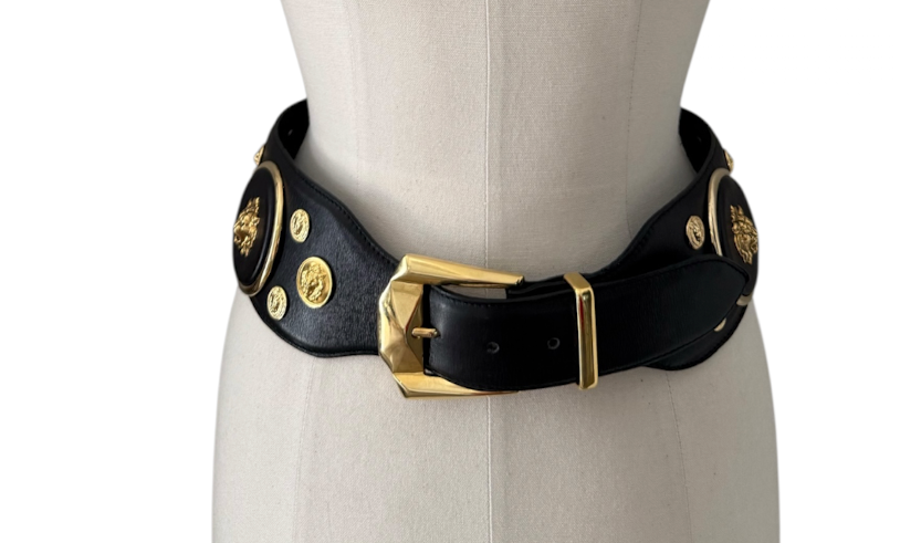 Wide belt gold metal lion heads 90s