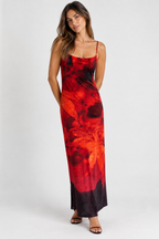 Roberto Cavalli FW 1999 long dress floral leaves print