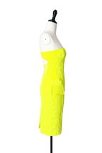 Versace SS 2004 neon mini dress bustier yellow Runway