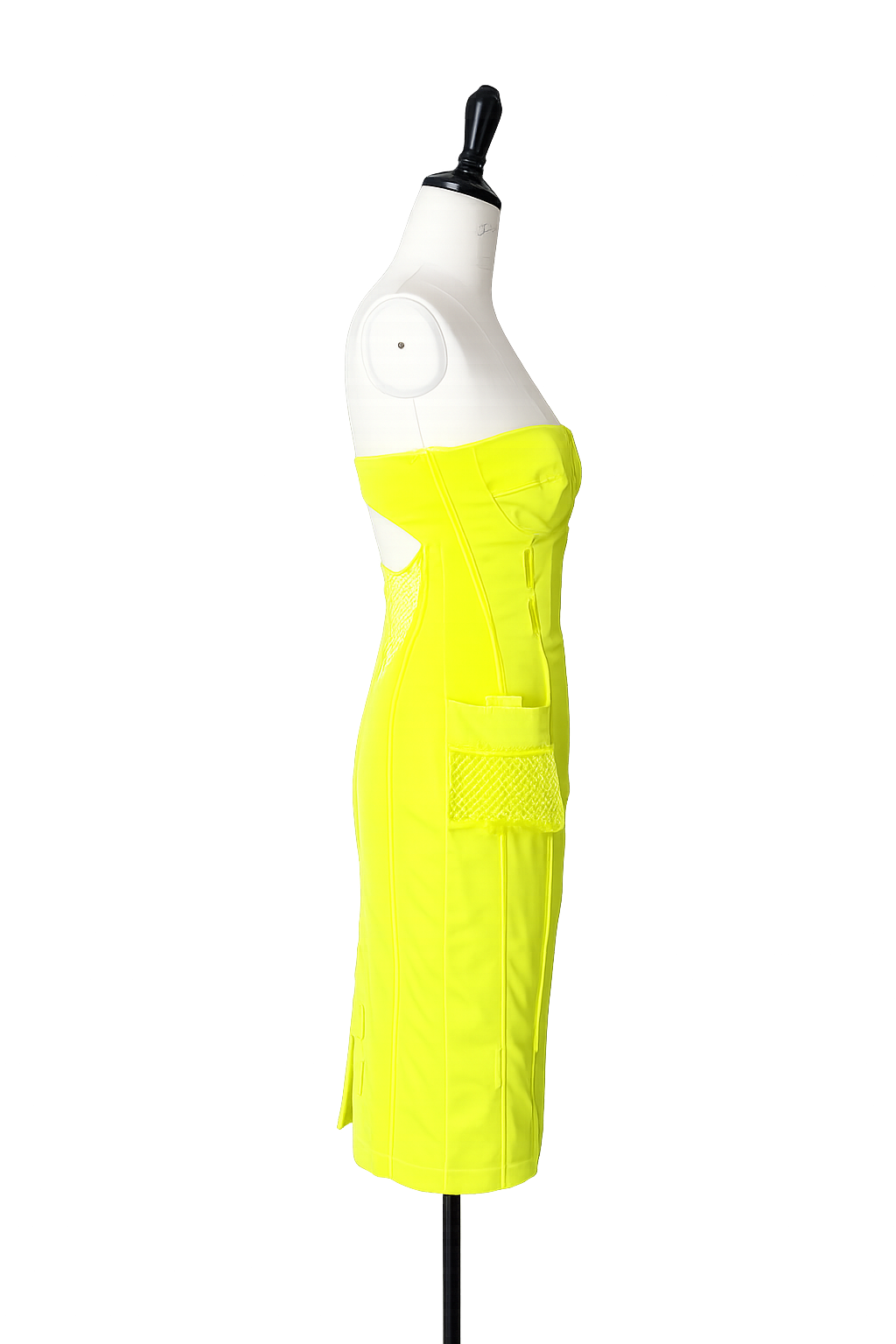 Versace SS 2004 neon mini dress bustier yellow Runway