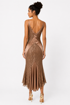 Roberto Cavalli FW 2004 midi bronze gold details