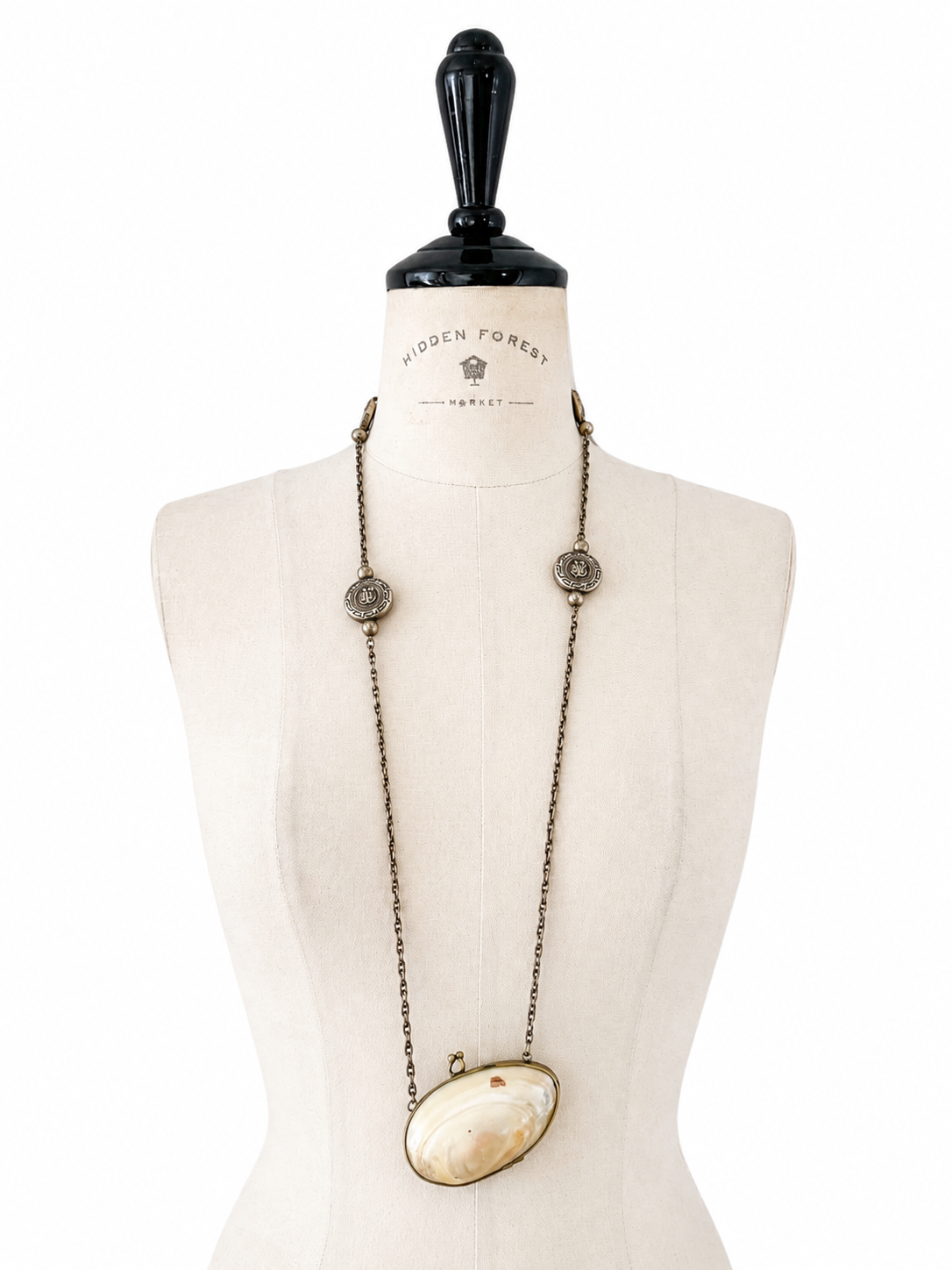 Vintage mother-of-pearl pill necklace