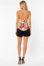 Blumarine top shirt motif lemon open back vintage
