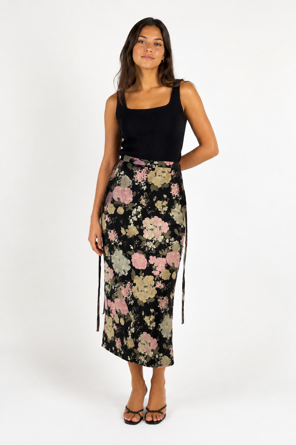 Rare Dolce & Gabbana SS 1997 Runway floral silk midi skirt