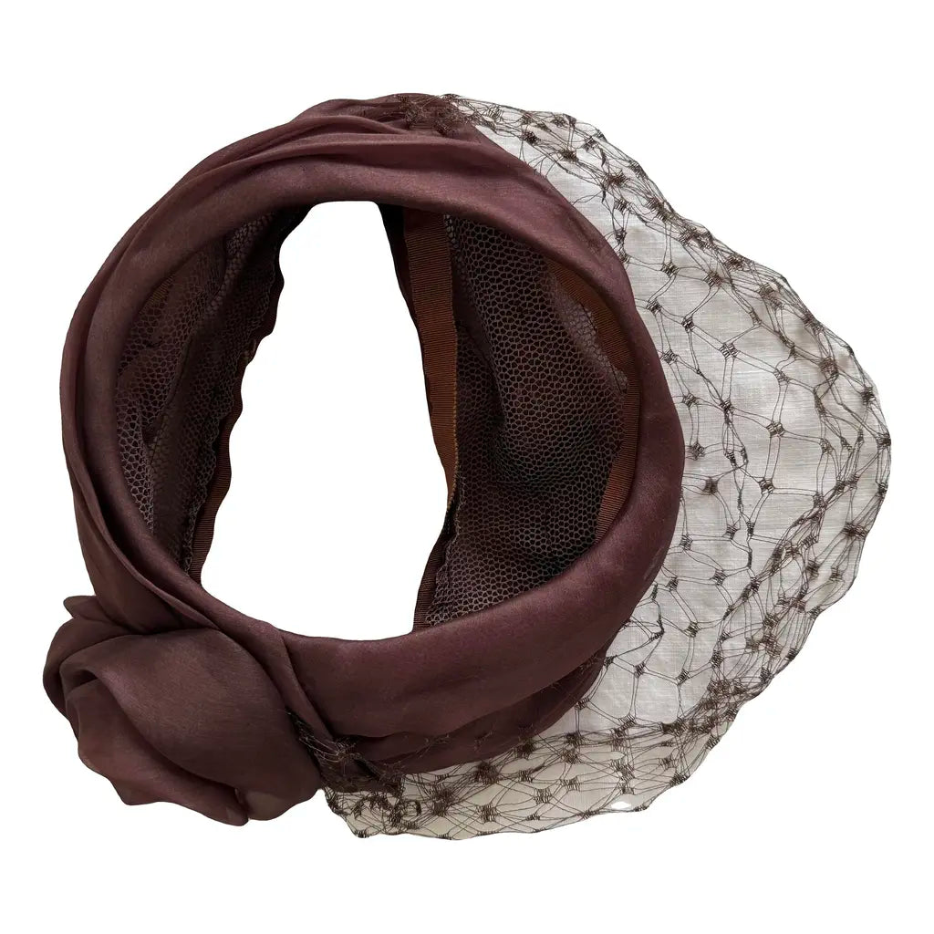 Silk Headwear Cuffband brown antique handmade