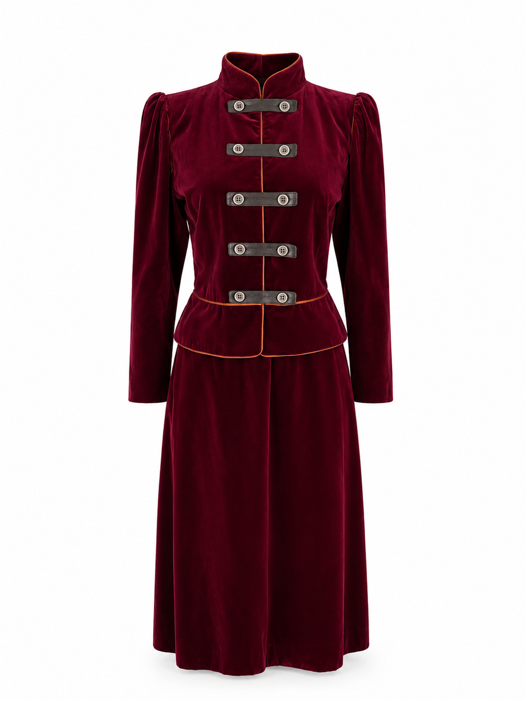 Saint Laurent FW 1980/1981 Runway Archive burgundy tailleur