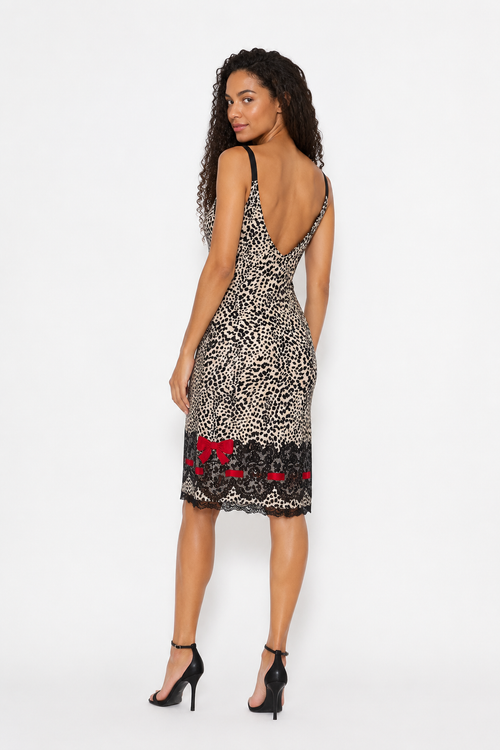 Blumarine leopard print bows and lace dress 2000s