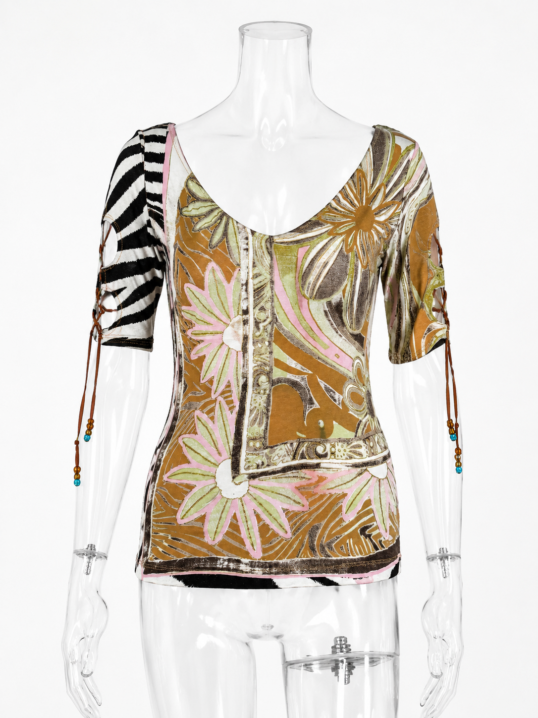 Top blouse Roberto Cavalli SS 2004 zebra floral print