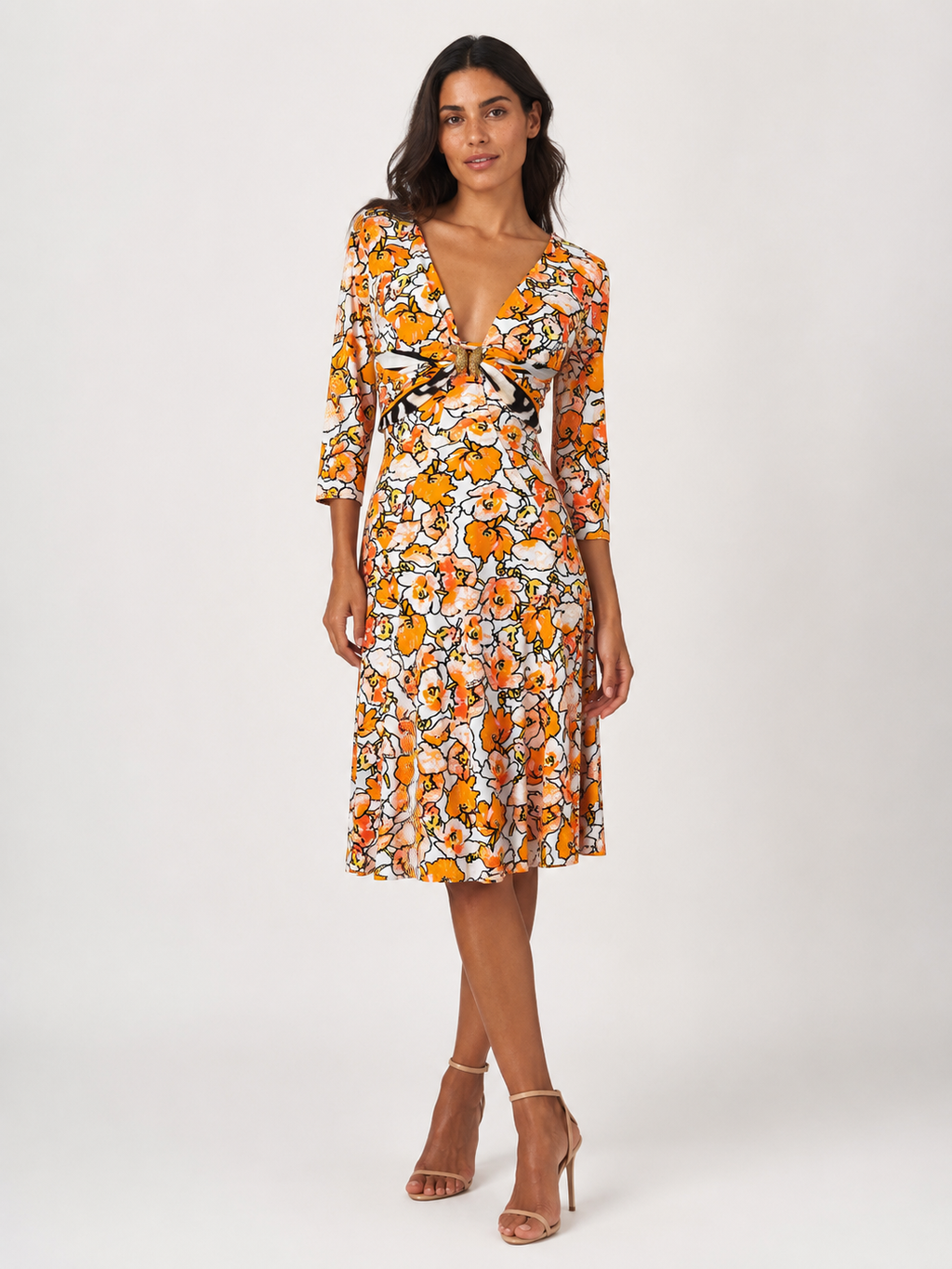 Roberto Cavalli SS 2006 knee-length orange floral dress