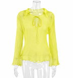 Rare Fendi SS 2000 Runway silk yellow chiffon blouse