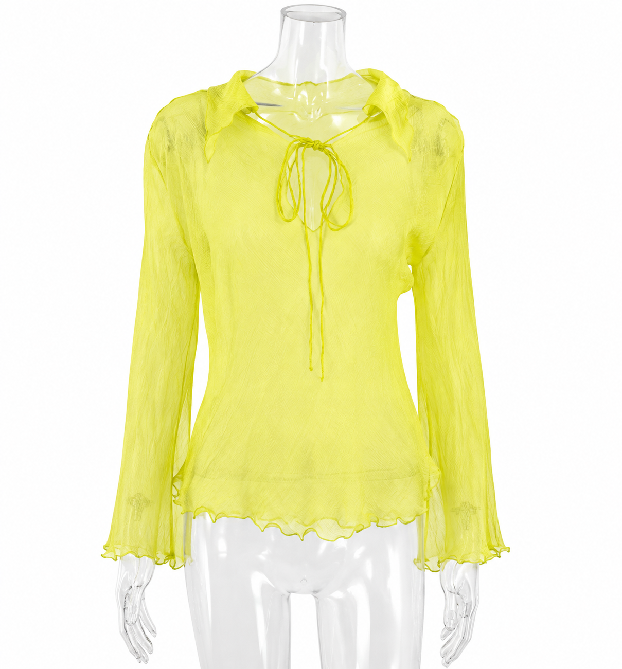 Rare Fendi SS 2000 Runway silk yellow chiffon blouse
