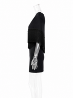 Moschino Cheap and Chic 90s shoulders fringe shawl dress