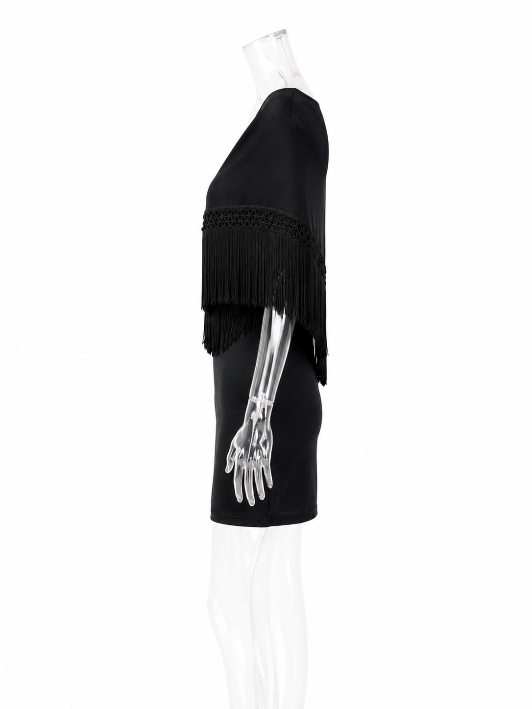 Moschino Cheap and Chic 90s shoulders fringe shawl dress