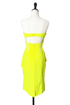Versace SS 2004 neon mini dress bustier yellow Runway