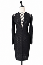 Rare Gianni Versace SS 2002 black lace-up dress
