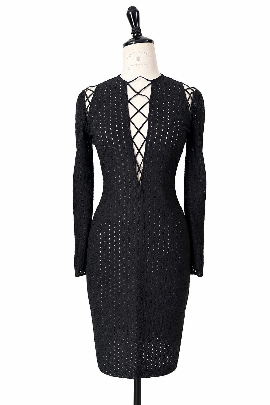 Rare Gianni Versace SS 2002 black lace-up dress