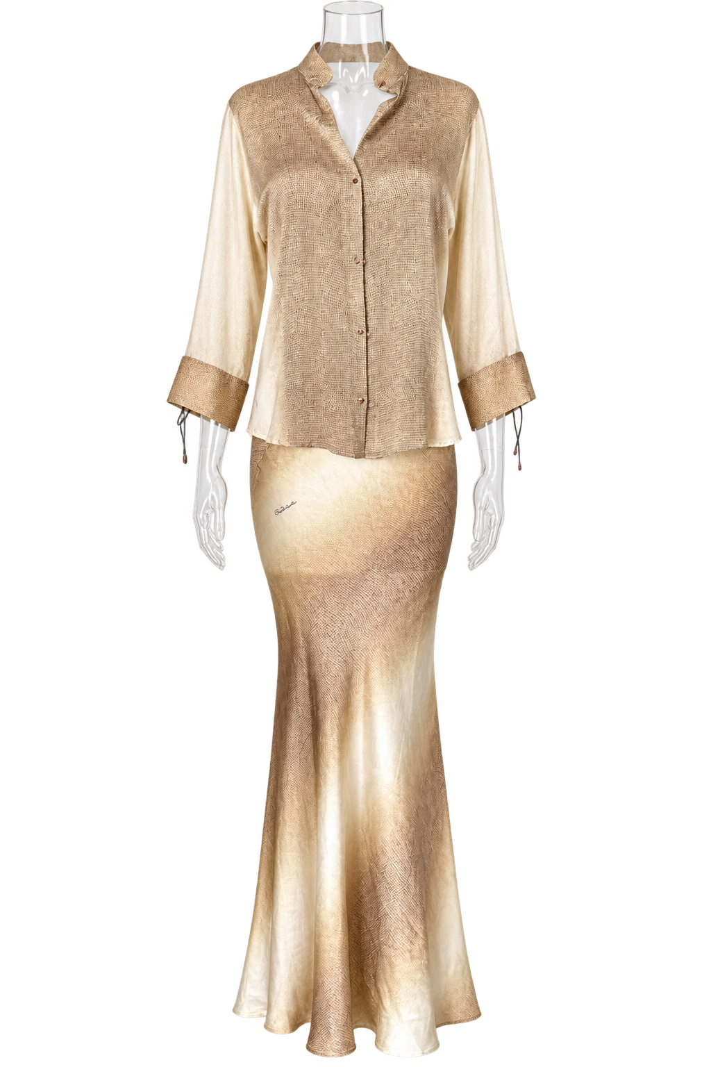 Roberto Cavalli SS 2002 silk set snake print