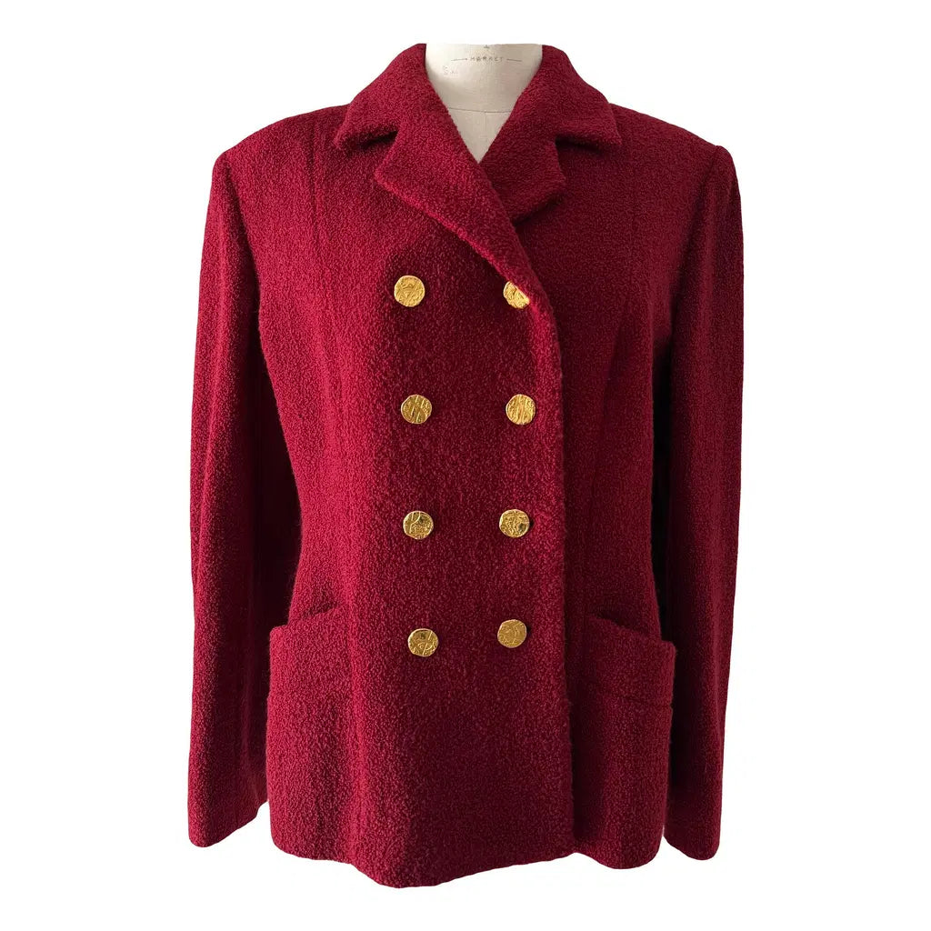 Yves Saint Laurent bouclé burgundy blazer