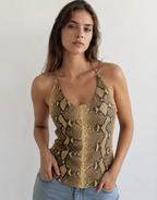 Rare top vintage leather python bare back 90s