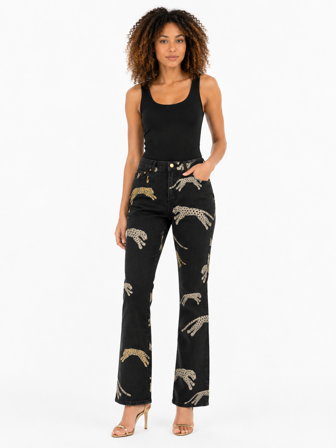 Roberto Cavalli FW 2002 denim black cheetahs jeans