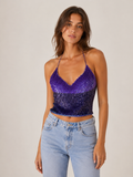 Gianfranco Ferrè purple sequin bare back top 90s