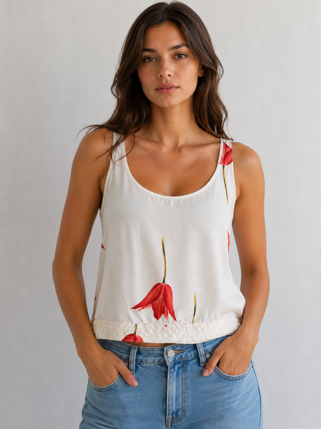 Valentino Miss V tulip silk tank top 90s