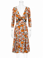 Roberto Cavalli SS 2006 knee-length orange floral dress