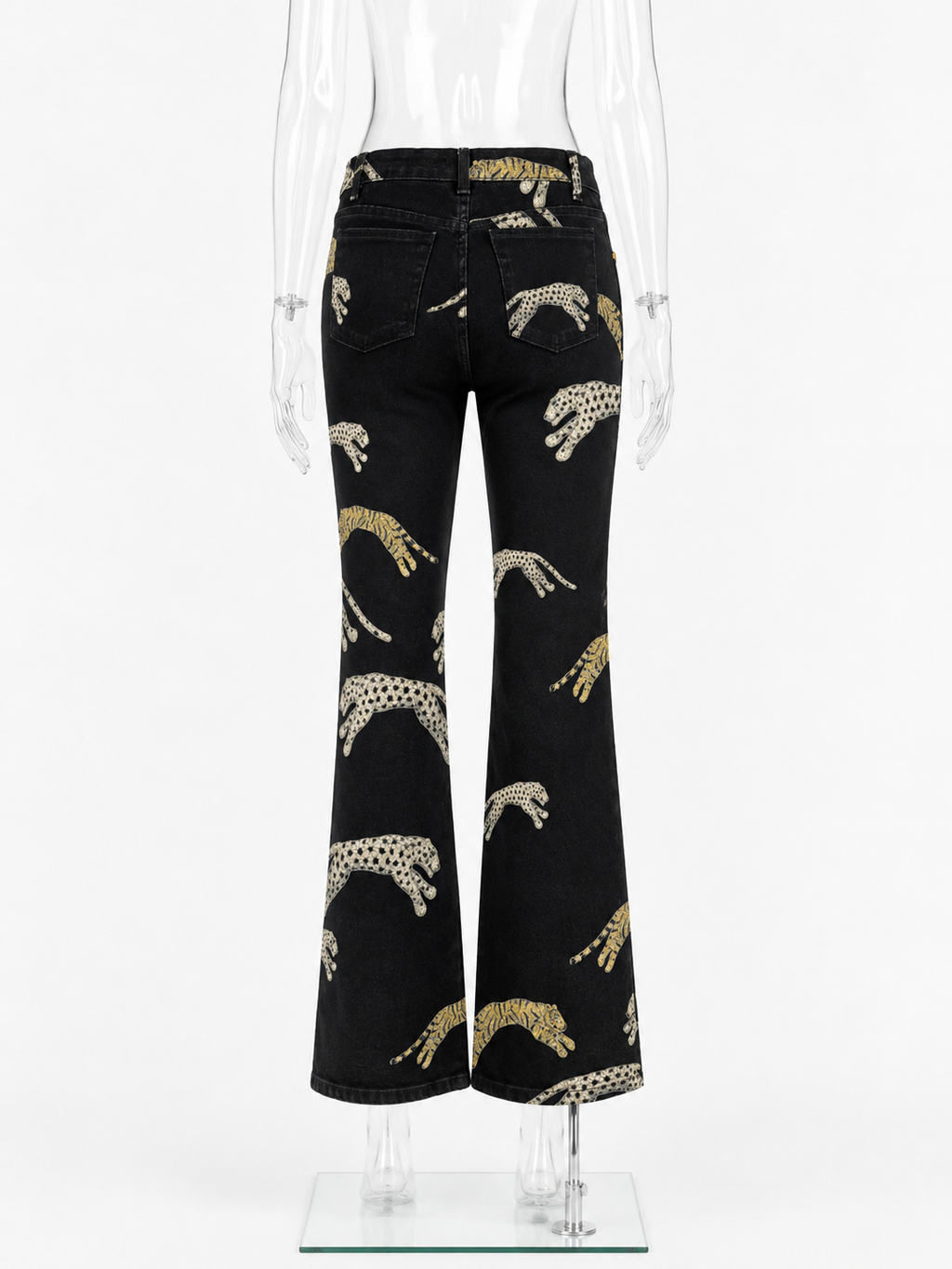 Roberto Cavalli FW 2002 denim black cheetahs jeans
