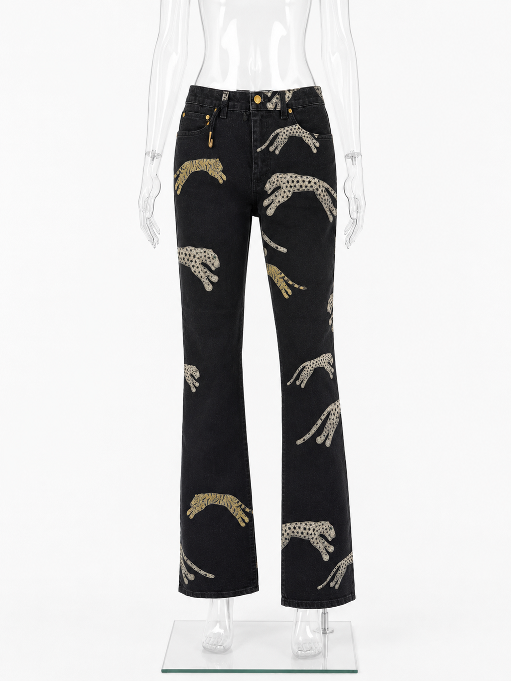 Roberto Cavalli FW 2002 denim black cheetahs jeans