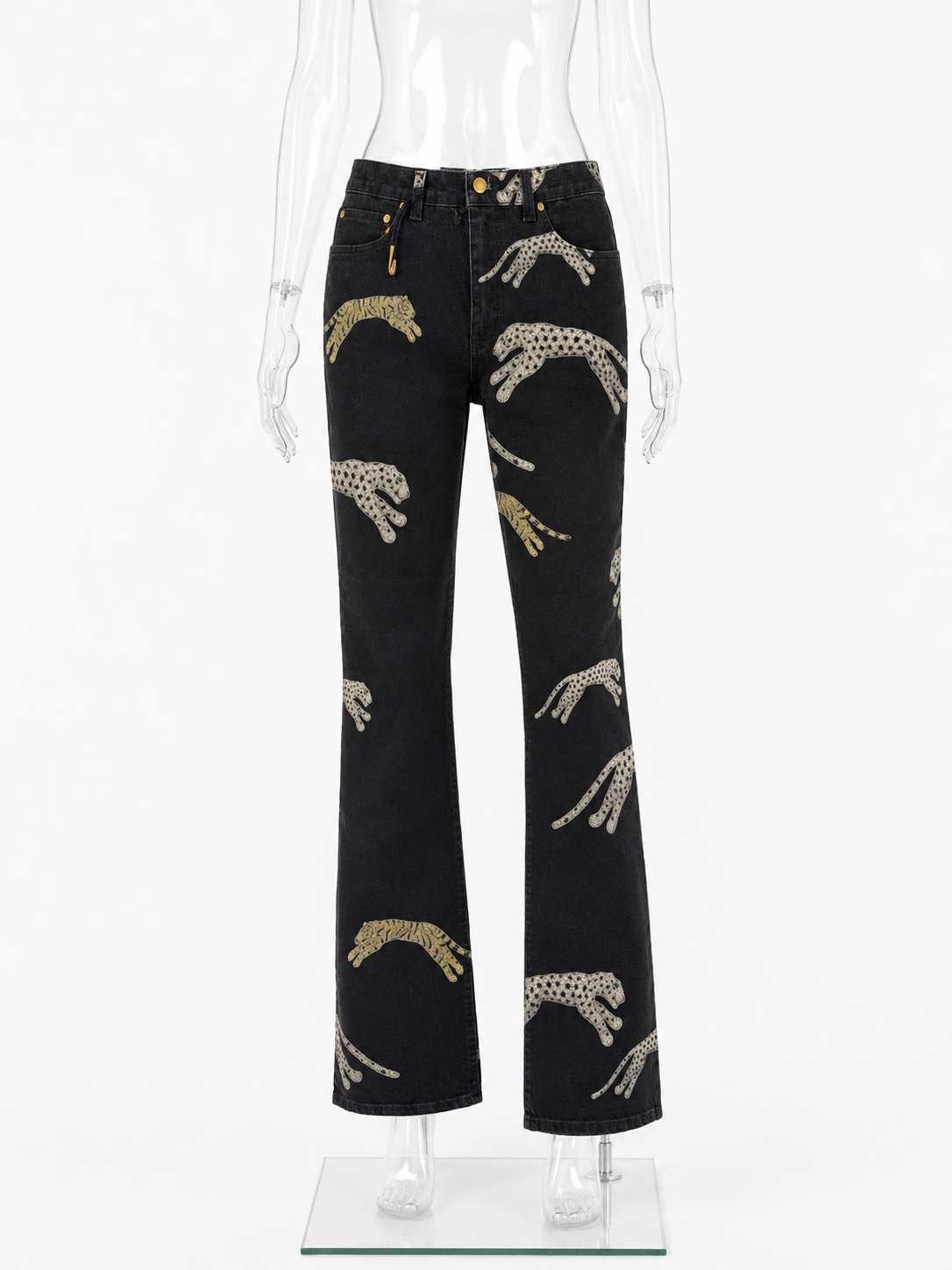 Roberto Cavalli FW 2002 denim black cheetahs jeans