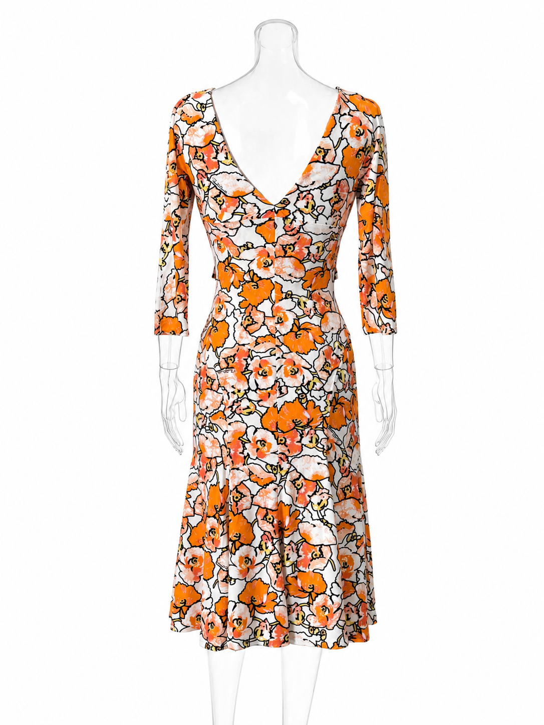 Roberto Cavalli SS 2006 knee-length orange floral dress