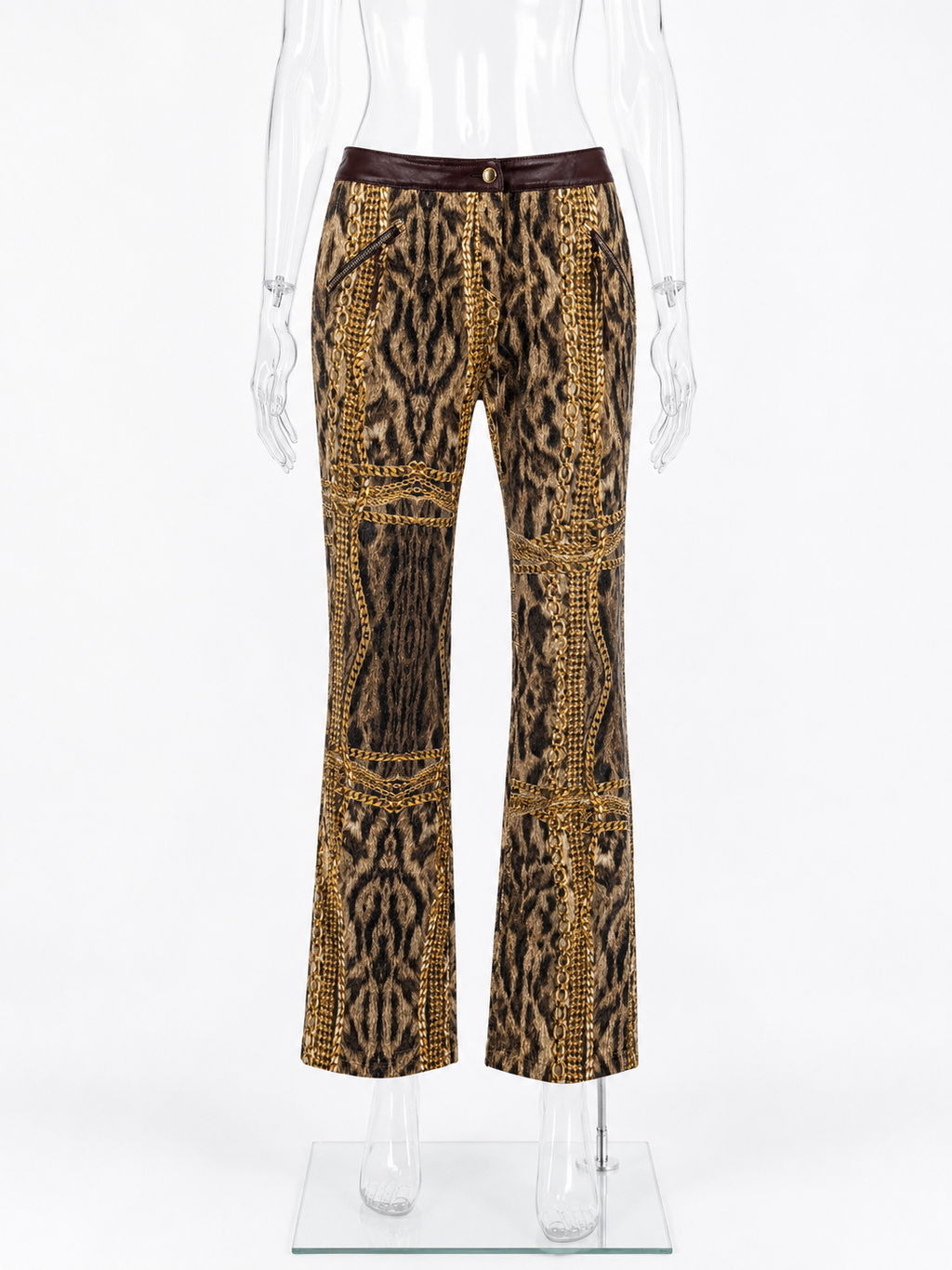 Roberto Cavalli FW 2003 Gold chains leopard pants jeans