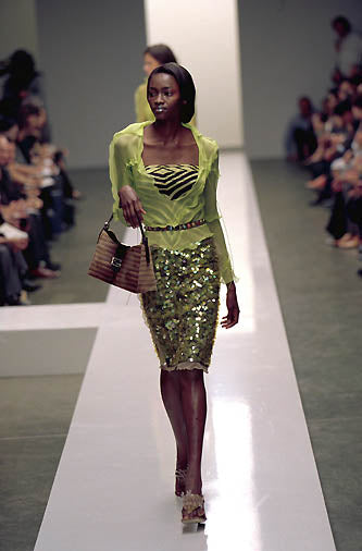 Rare Fendi SS 2000 Runway silk yellow chiffon blouse