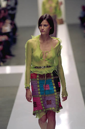 Rare Fendi SS 2000 Runway silk yellow chiffon blouse