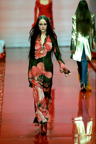 Roberto Cavalli FW 1999 long dress floral print velvet