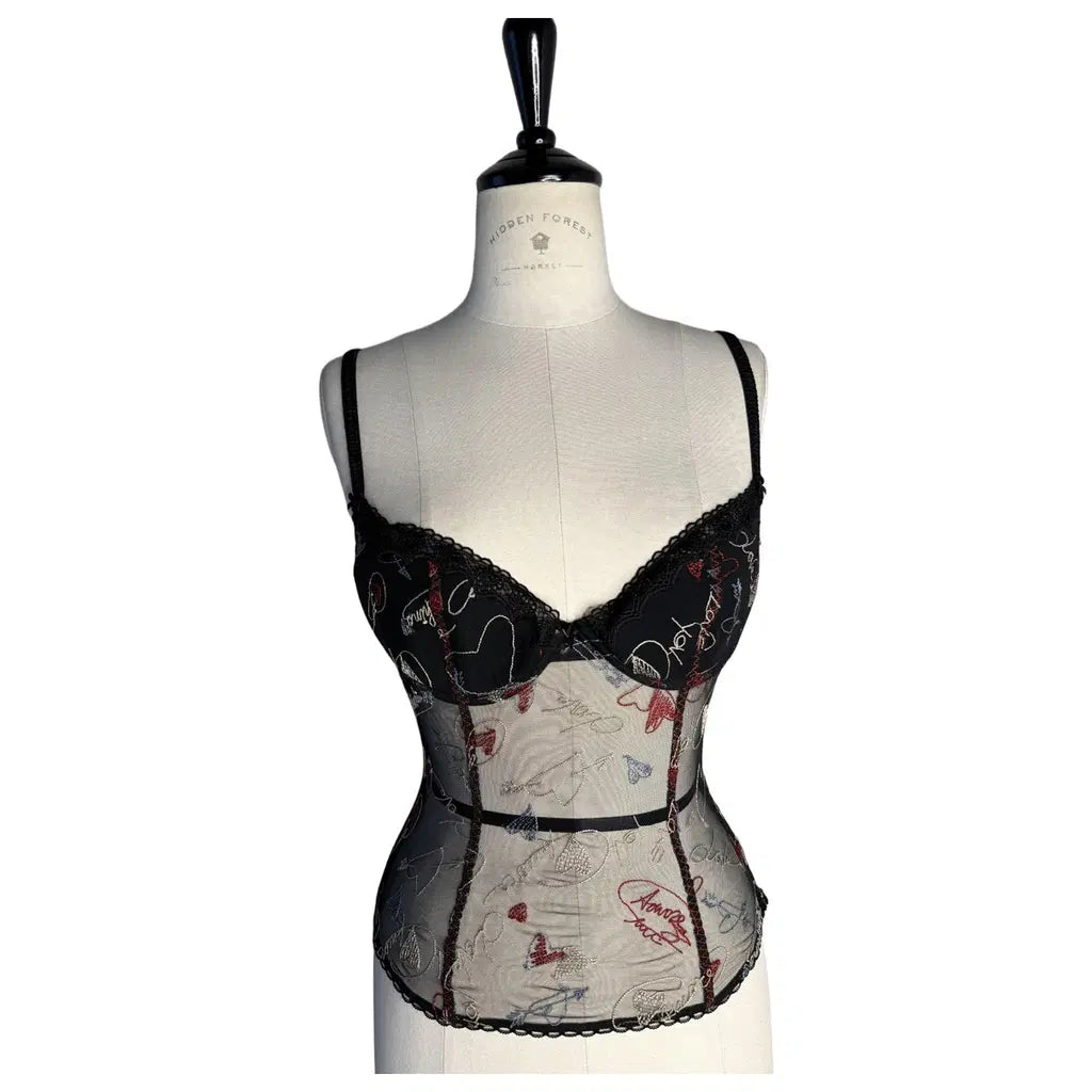 Moschino lingerie bust top embroidered