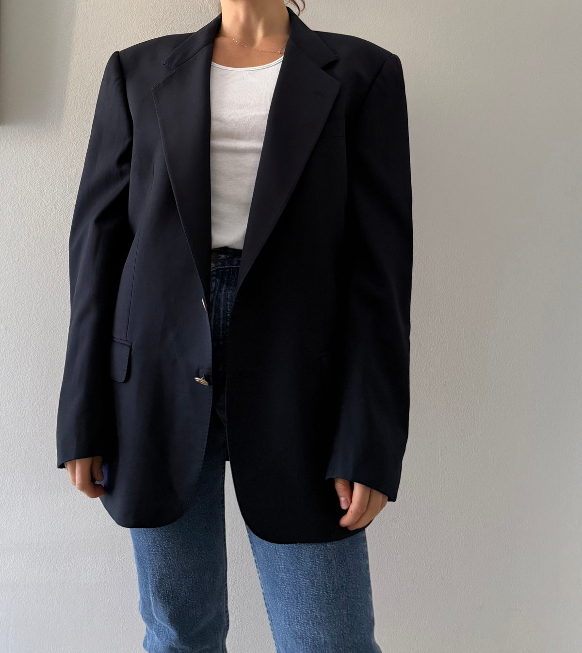 Valentino oversize blue wool blazer 90s