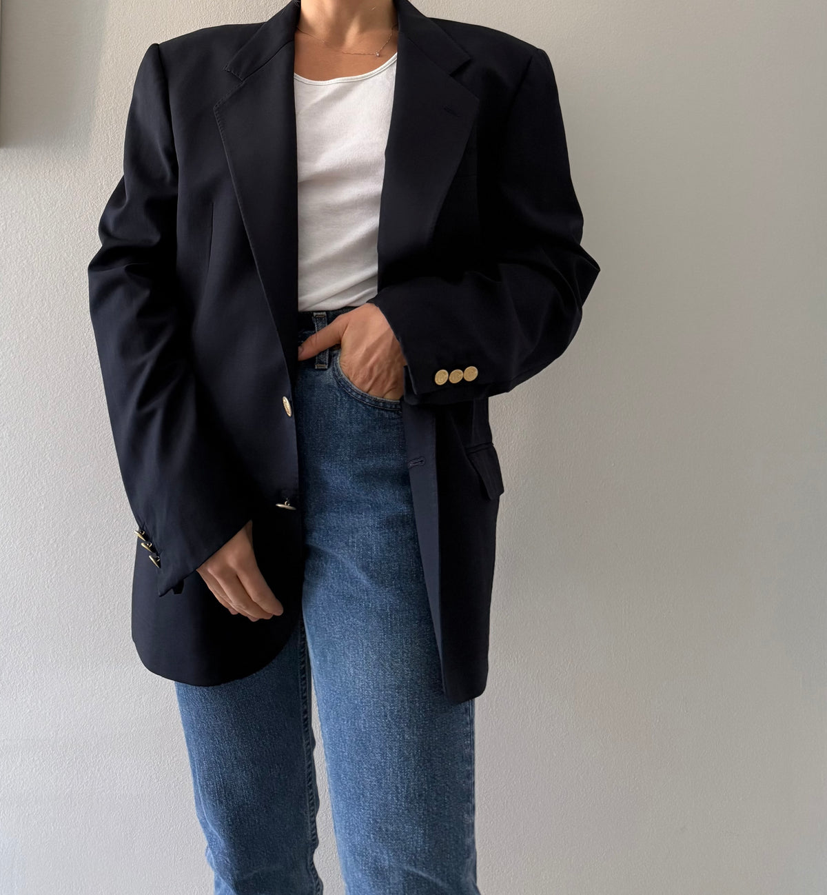 Valentino oversize blue wool blazer 90s